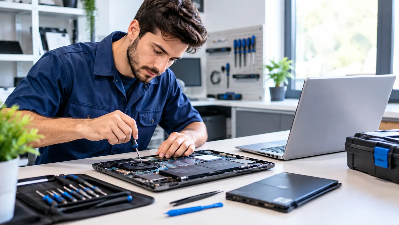 Computer Repair Technician Near Me? Get Fast Help in 2026 as a technician repairs an open laptop