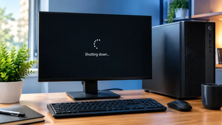 CPU Shuts Down Automatically: 10 Proven Fixes shown on a desktop computer with a shutdown screen and open PC case.